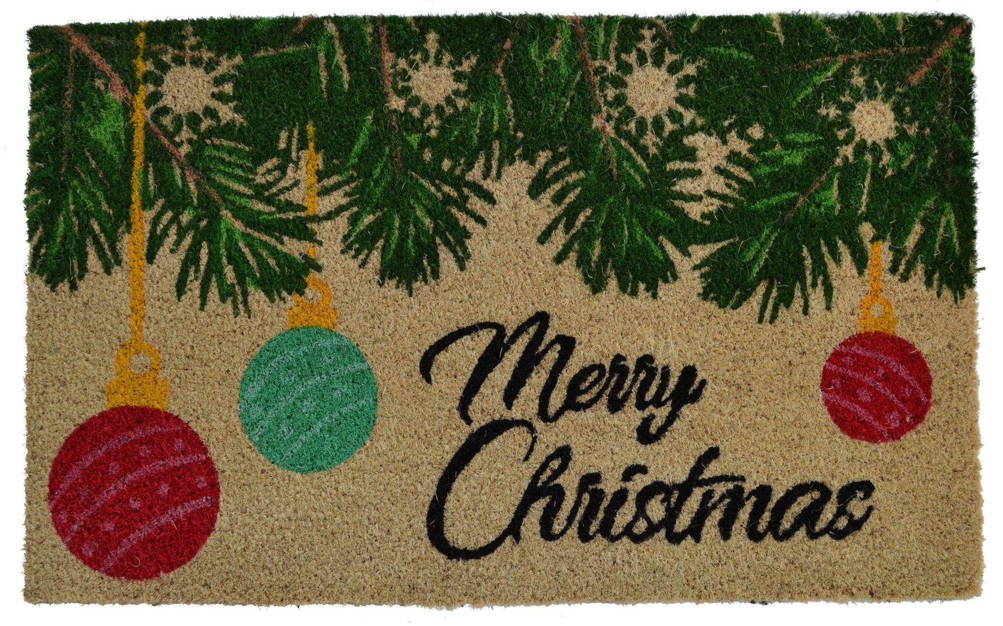 18" X 30" Beige and Red Coir Christmas Merry Christmas Outdoor Christmas Door Mat-1