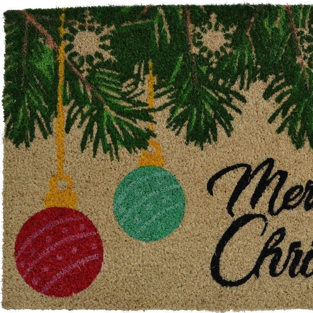 18" X 30" Beige and Red Coir Christmas Merry Christmas Outdoor Christmas Door Mat-2